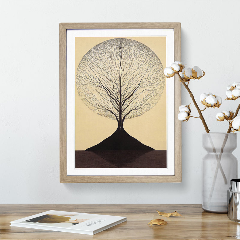 Antique Tree No.4 1 Piece Single Picture Frame Wall Art, 64cm H x 46cm W x 2cm D, Oak Framed