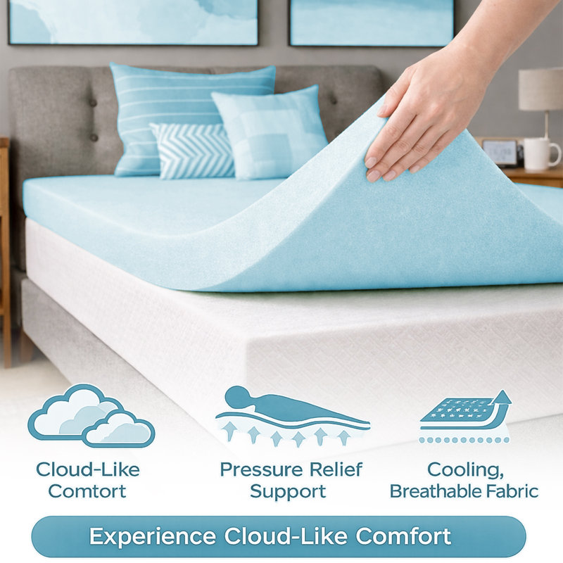 Gel Memory Foam Toppers with Orthopedic Benefits, Relieves Pain & Provides Back Support, King, 2"
