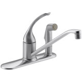 Coralais Three-Hole Kitchen Sink Faucet with 10" Spout, Matching Finish Sidespray Through Escutcheon and Loop Handle