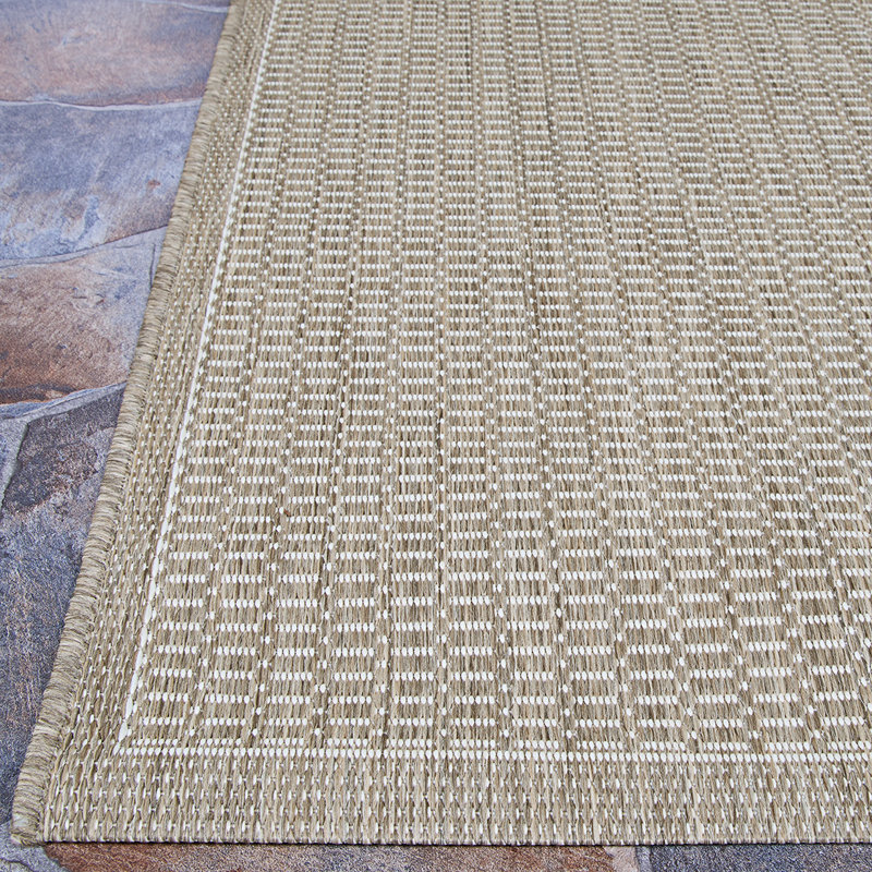 Fierce Sella Beige-Taupe Indoor/Outdoor Area Rug, Square 7'6"