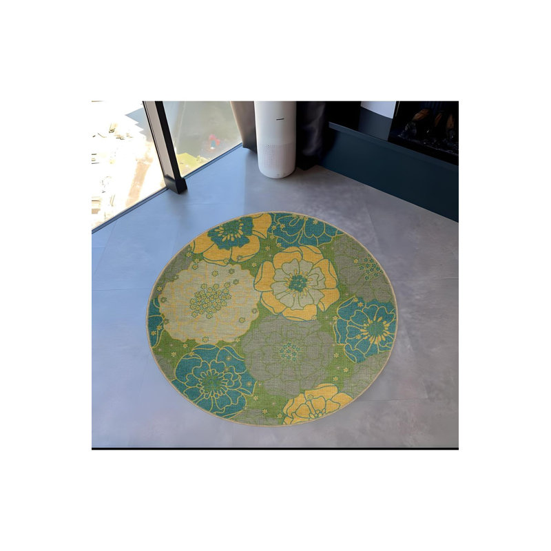 Tapis rond lavable à la machine, Sous-tapis rond 4 pi 11 po inclus