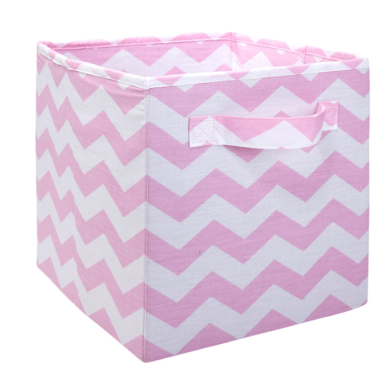 Cube ou bac en tissu Sanya, Rose / blanc