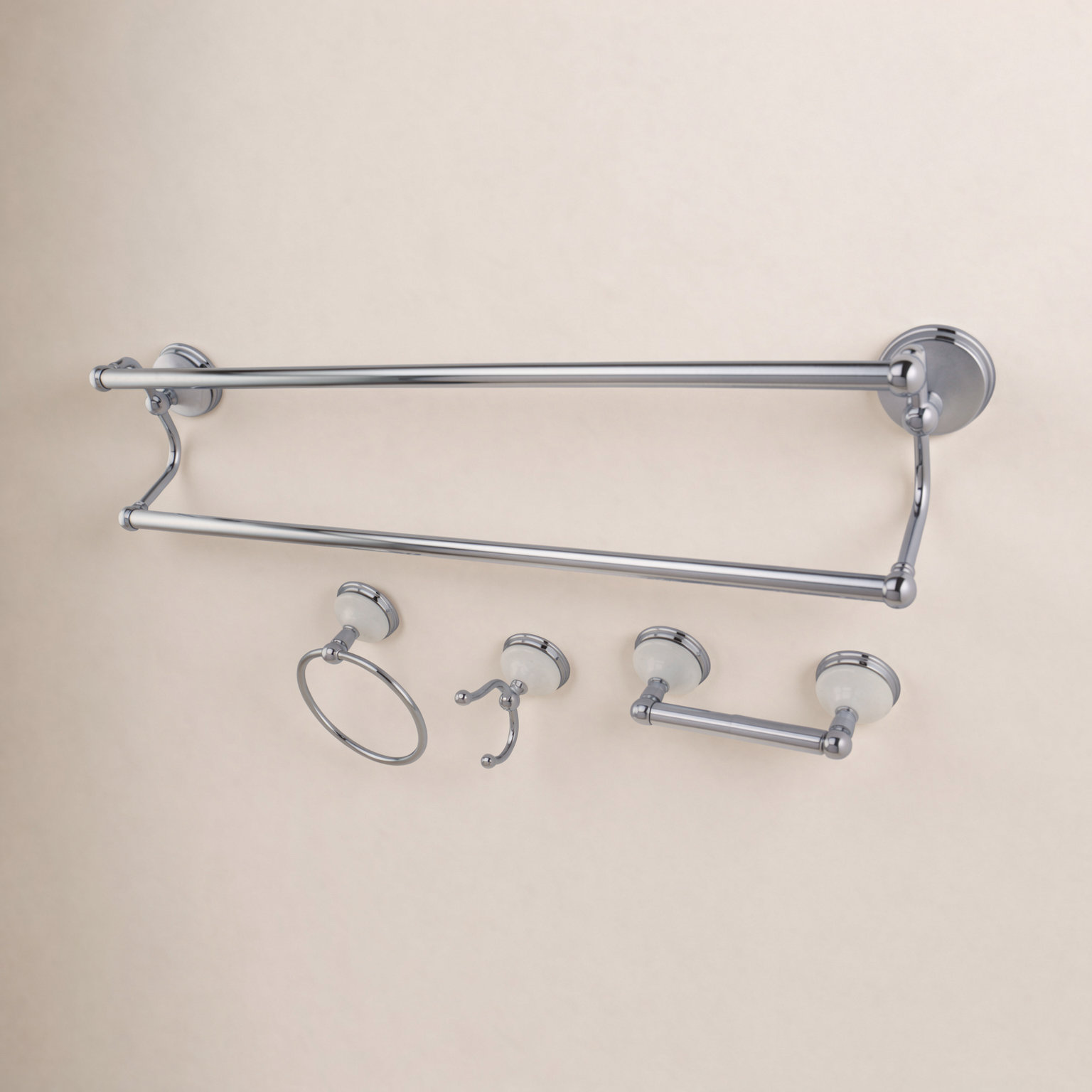 Victorian 4-Piece Bathroom Hardware Set, Polished Chrome