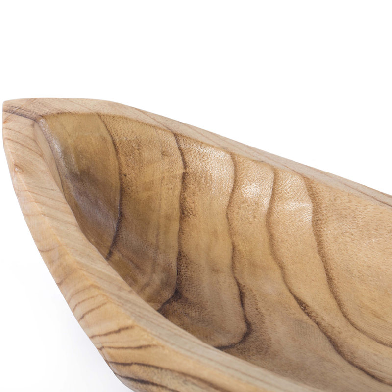 Assiette décorative ovale en bois de style maison de ferme en brun Paulsen, H 4,25 po x l 21,75 po x P 8 po