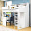 Lit mezzanine simple en bois avec tablettes de rangement, garde-robe et bureau-1680794091