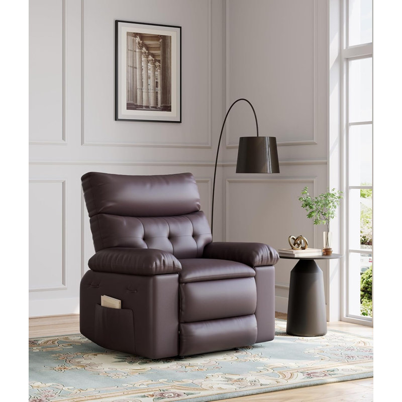 41.7'' Oversized Wide Recliner Chair, PU Leather Large Manual Recliner, Black