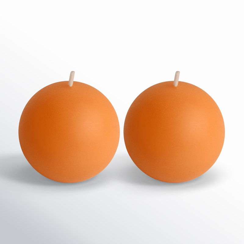 Bougie ronde, Orange, Diamètre de 4 po, Ensemble de 2