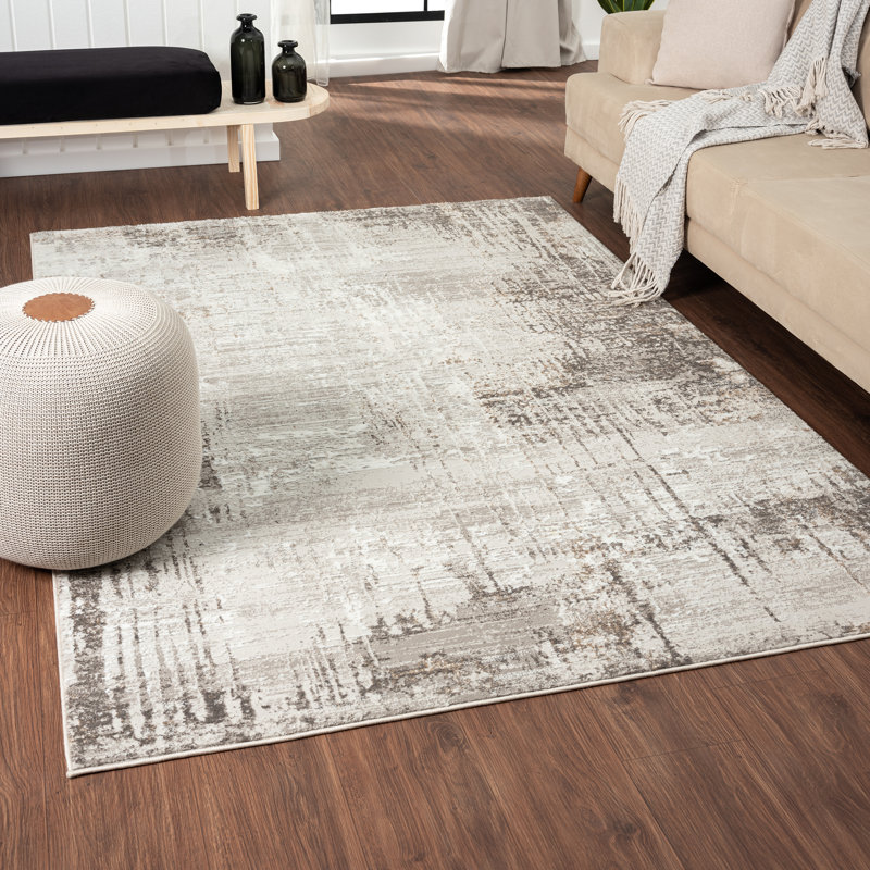 Tapis beige à motif abstrait Kailianna, Rectangle 5 pi x 7 pi