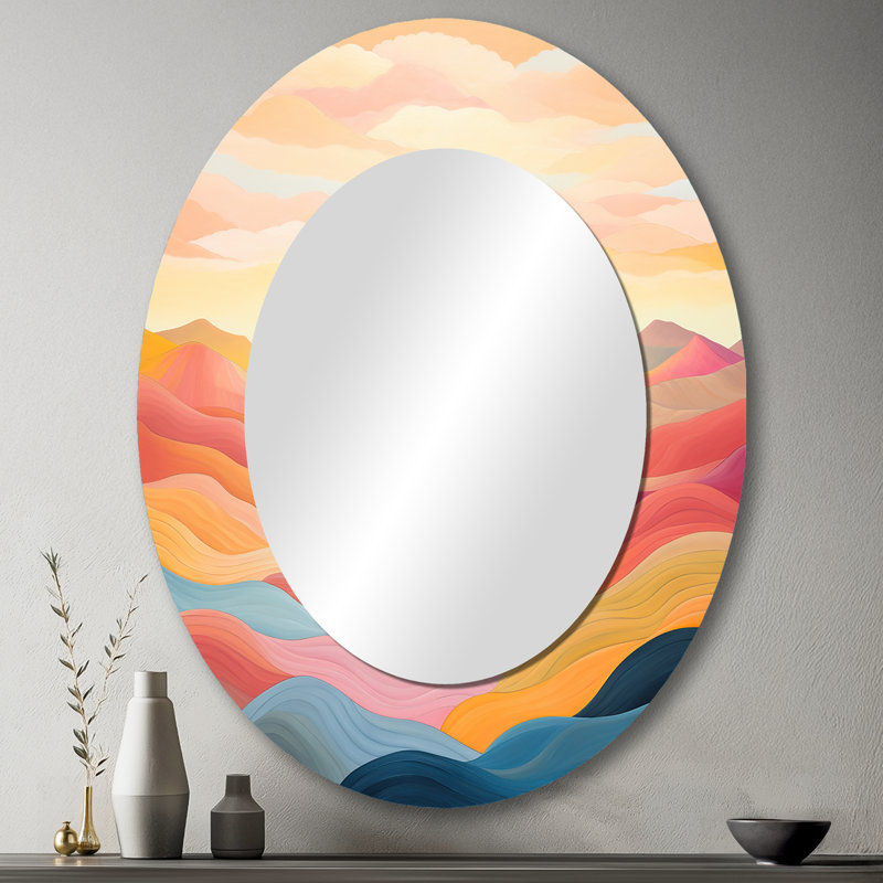 Miroir mural Bold Sunset Mountain Horizon - Rose, H 43 po x l 33 po