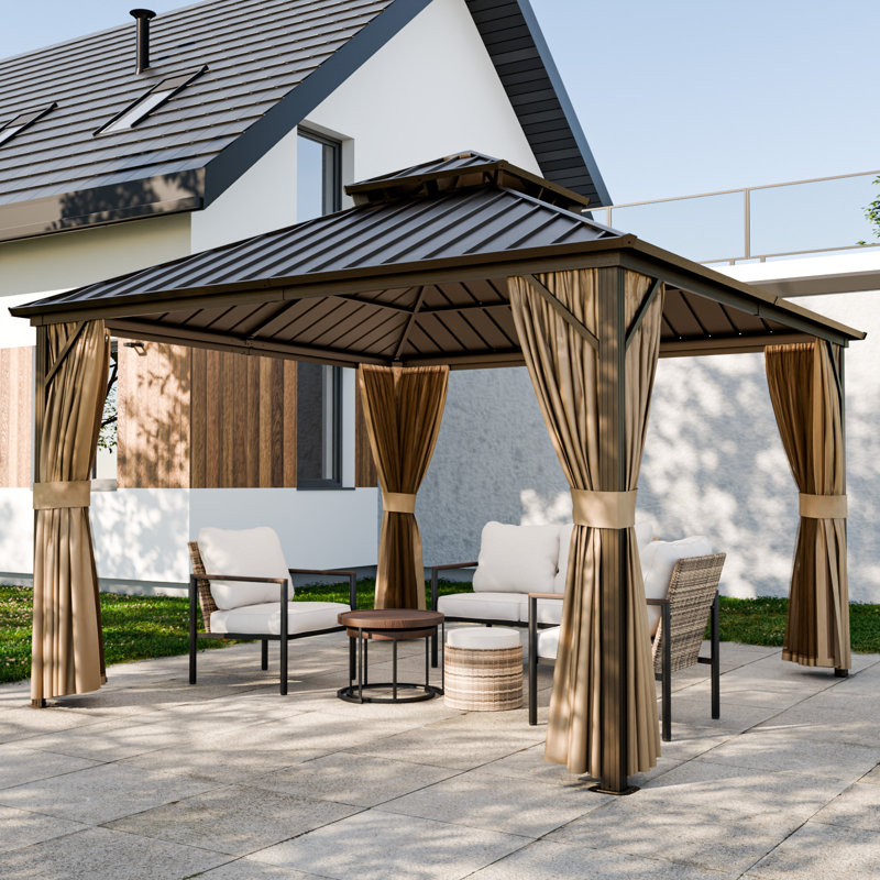 12 Ft. W x 12 Ft. D Outdoor Metal Patio Hartop Gazebo