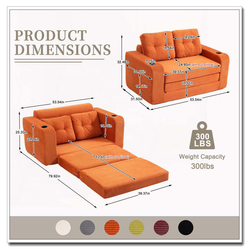 Canapé convertible, Orange