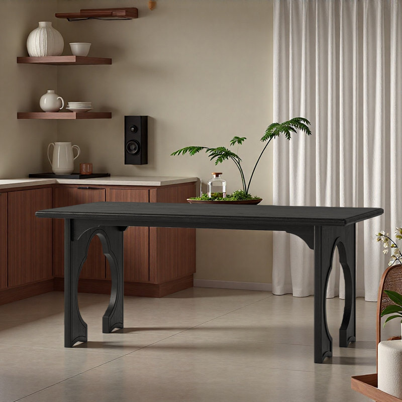 Table de salle à manger française rétro, H 29,53 po x L 78,74 po x l 35,43 po, Noir