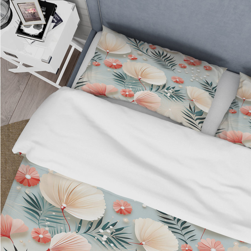 Seaside Elegance Tropical Pattern I - Ensemble de housse de couette tropical, Housse de couette pour très grand lit et 2 très