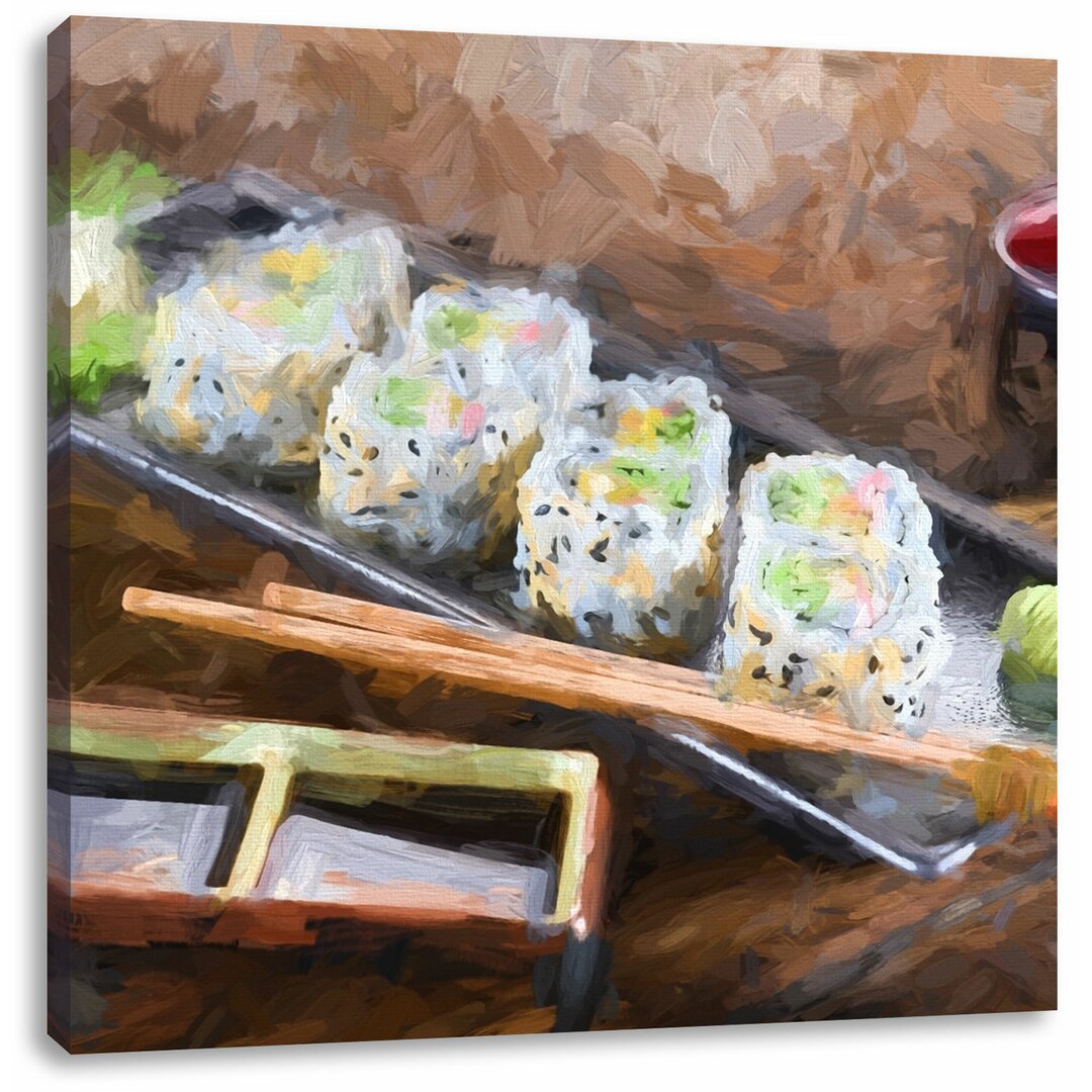 Leinwandbild Köstliche Inside Out Sushi Rollen