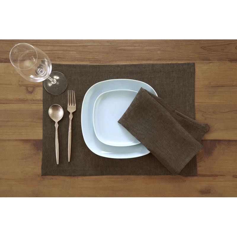100% Pure Linen Dinner Napkins - Athena, Chambray Brown