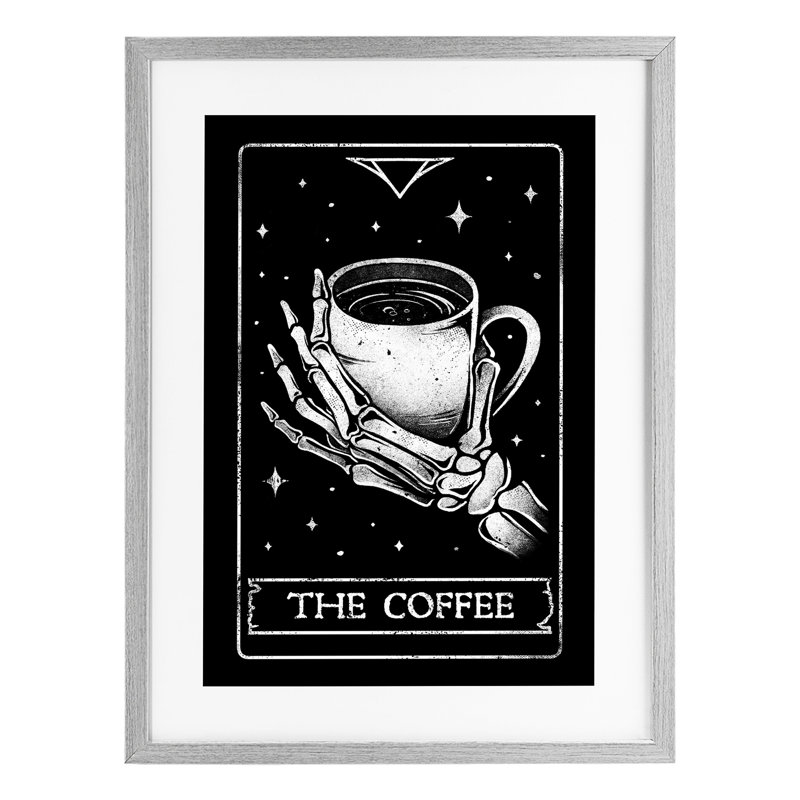 «The Coffee Tarot Card», reproduction imprimée sous verre, conception par EduEly Designs, H 20 po x l 14 po