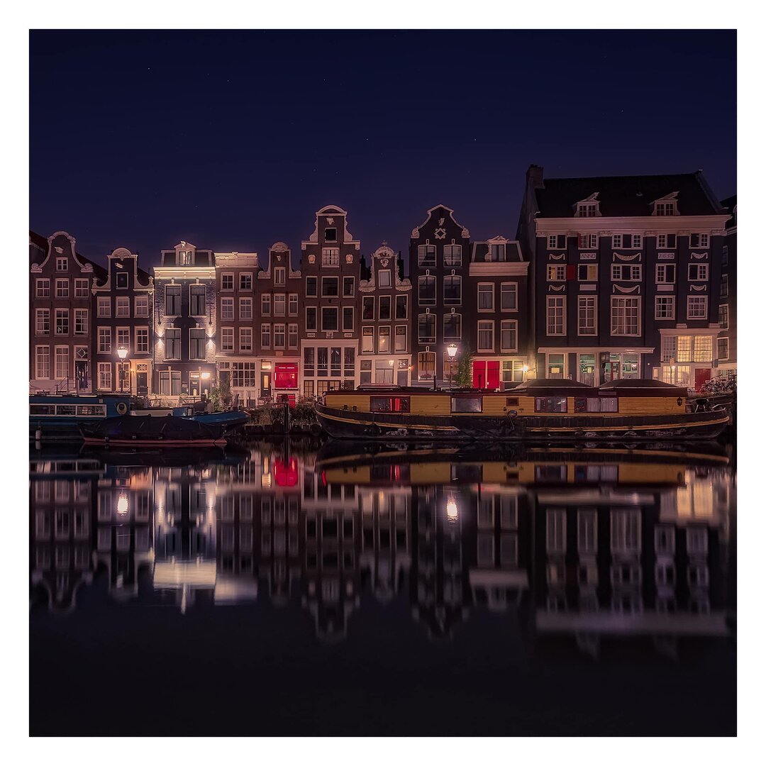 Matt Fototapete Hausboote in Amsterdam 2,88 m x 288 cm