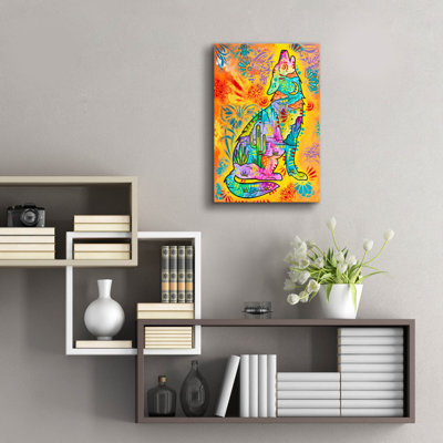  «Coyote Howl» par Dean Russo, art mural en verre acrylique, 16 po x 24 po