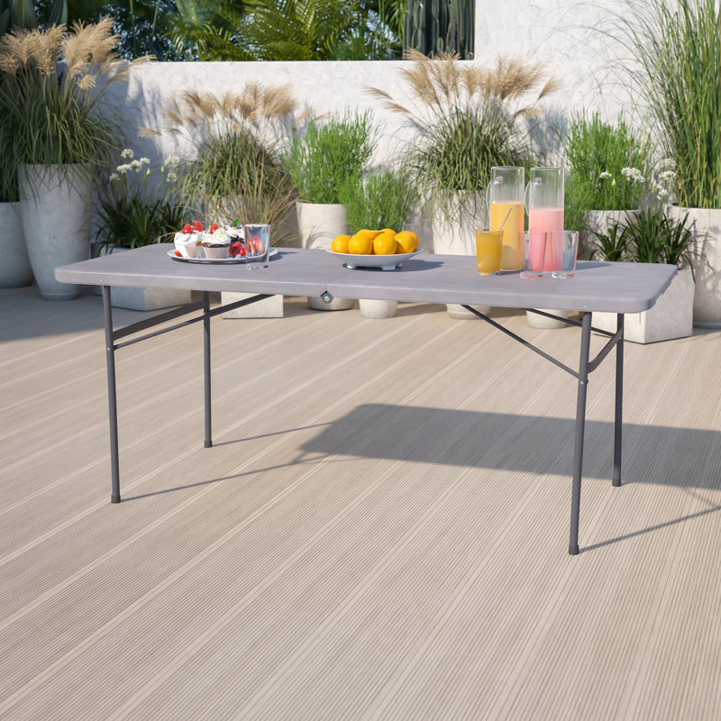 Table rectangulaire pliable en plastique avec poignée de transport Noah, Gris foncé