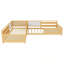 Structure de lit simple en L pour 2 enfants, lits convertibles détachables avec planches, lit pour enfants en rotin avec étagères et lumières-132934912