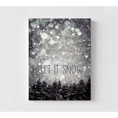 Let It Snow Wall Art, minimaliste, moderne, monochrome, signe de Noël, neige, hiver, paysage, affiche encadrée, chanson de Noël, Carol, art lyrique