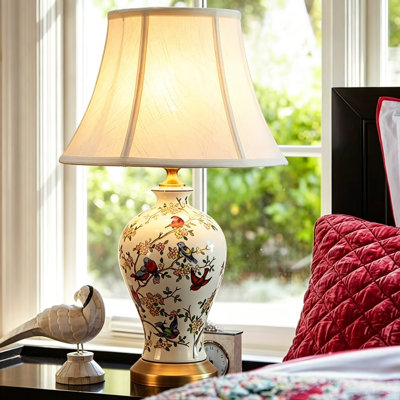 Lampe de table 22 po Vintage Floral Bird