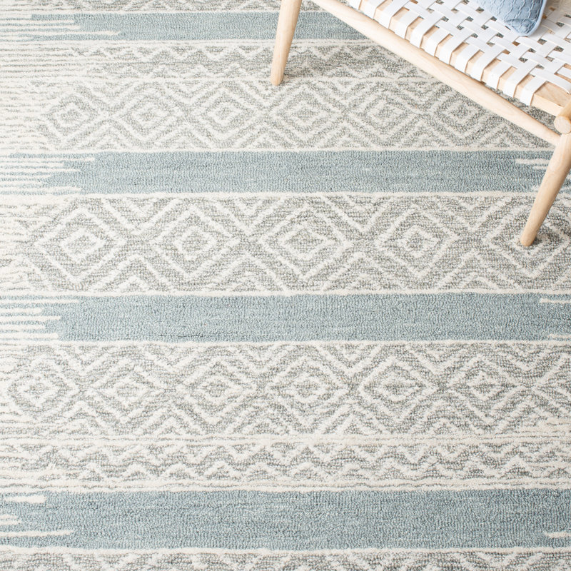 Metro Hand Tufted Wool/Cotton Abstract Rug in NATURAL/LIGHT GREY, Runner 2'3" x 8'