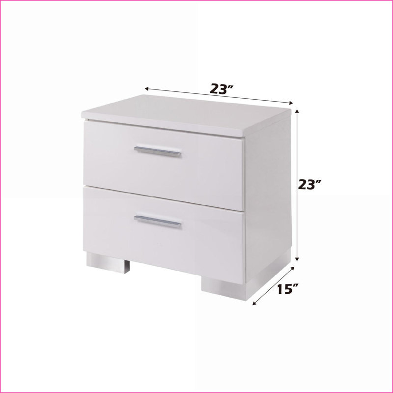 Table de chevet blanche Lorimar, Blanc lustré