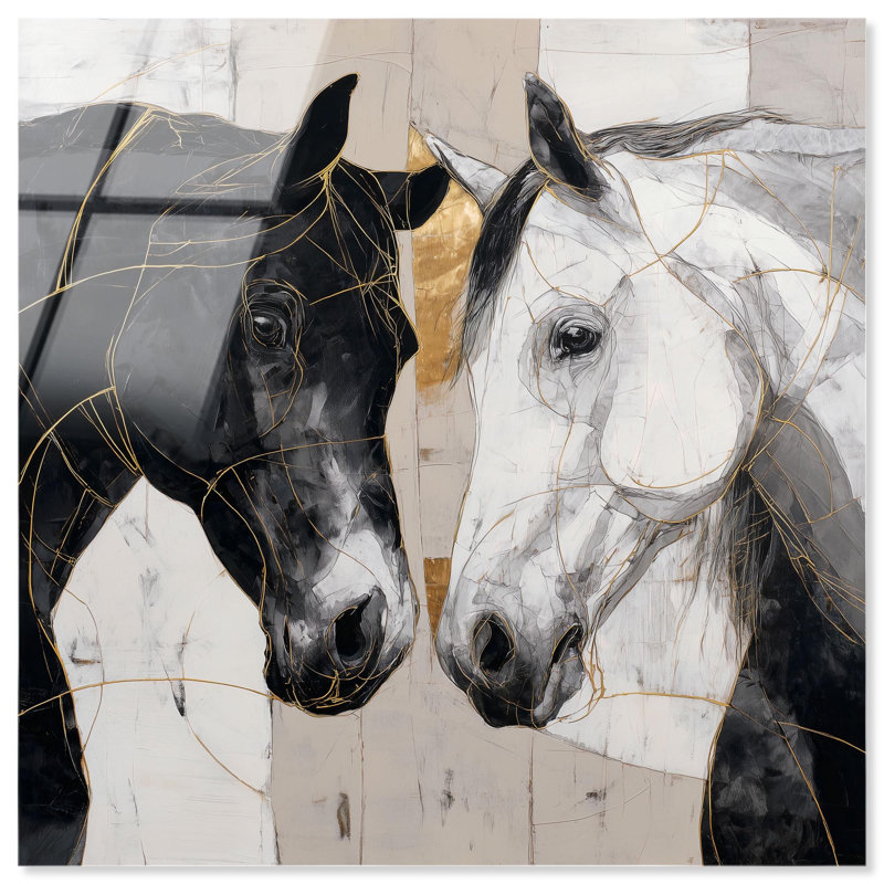 Art mural rustique Kintsugi Horses II par Art Remedy, prêt à accrocher, 24 x 24, H 24 po x l 24 po