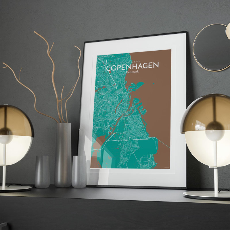 Copenhagen City Map In Nature - No Frame Print, 17cm H x 11cm W x 0.05cm D