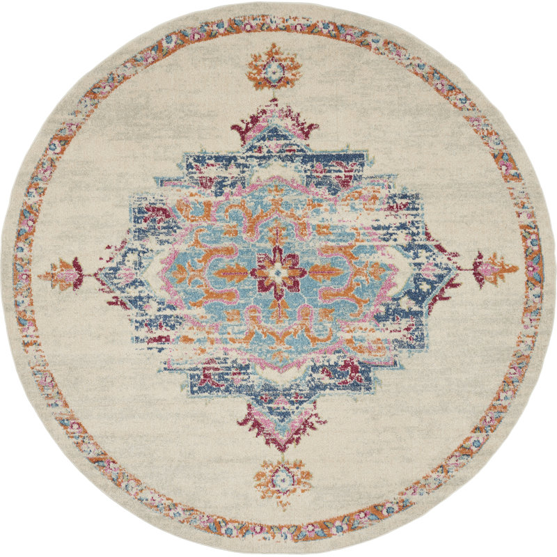Tapis gris traditionnel Augusta, Rond 8 pi
