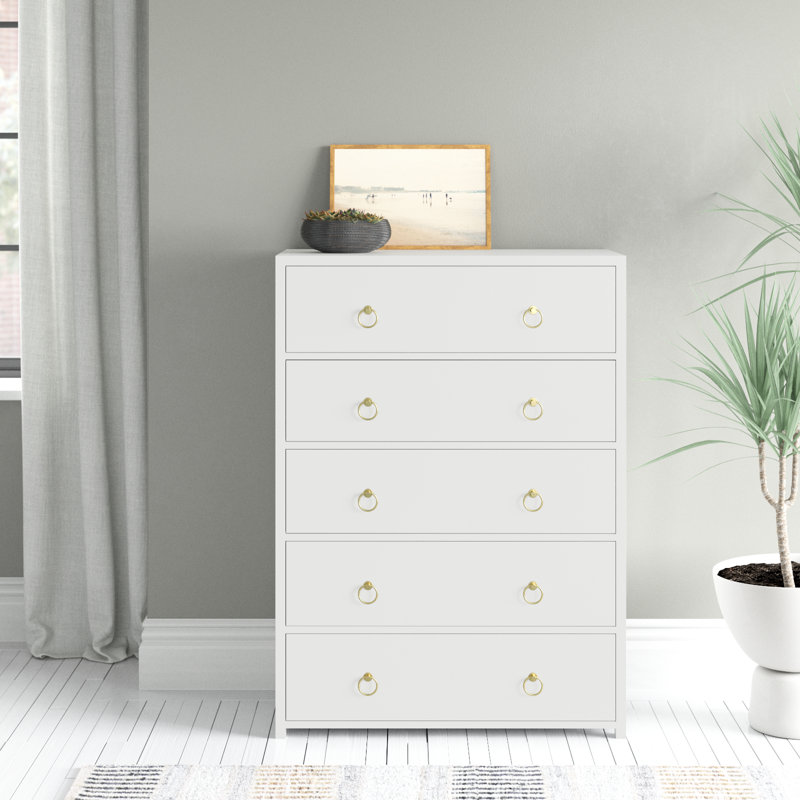 Elin 5 Drawer Dresser, White