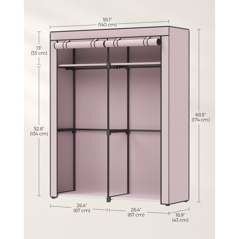 Illughi 140cm Portable Wardrobe, Lavender
