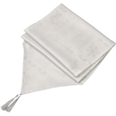 Christmas Theme Tasselled Table Runner 13in