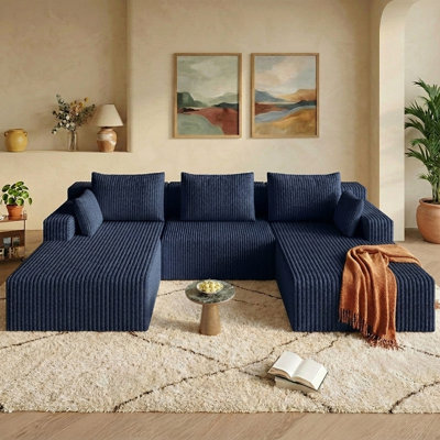 107" U-Shape Cloud Couch, Modern Modular Sectional Boneless Cloud Couch for Living Room, Deep Seat Sleeper Chaise Longue for Living Room, No Assembly Required