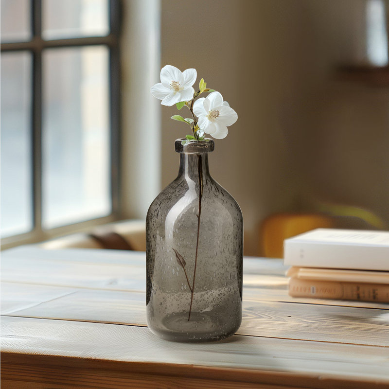 Vase en verre transparent 8 ", 8 inch, Gris