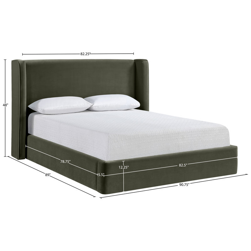 Lit tapissier Kendall Wanaque, Très grand, Velours vert