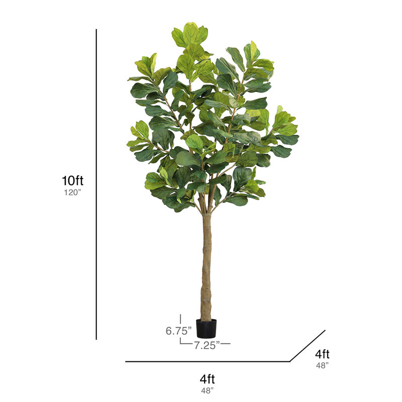Figuier artificiel 10 pi en pot noir, 120 po x 48 po