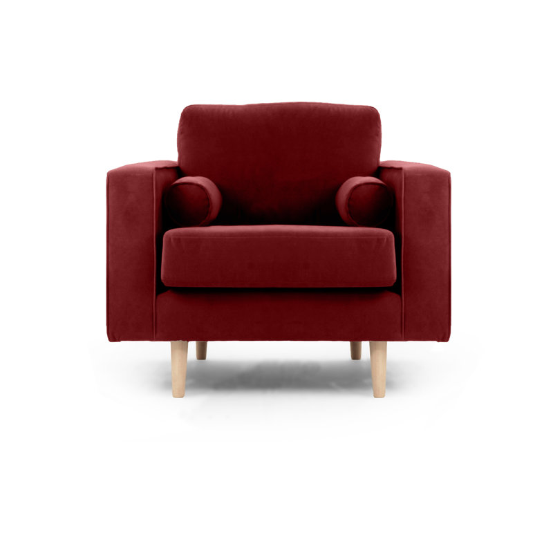 Boubacar Upholstered Armchair, Natural, Burgundy