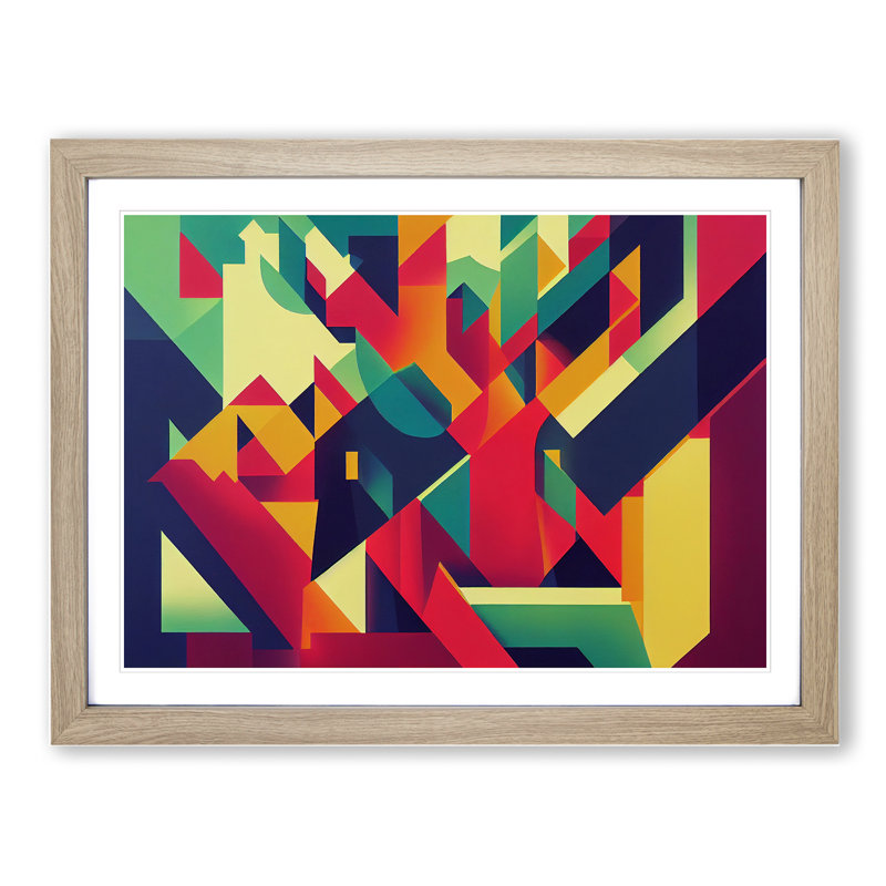 Abstract Art Vol.1 1 Piece Single Picture Frame Painting, 34cm H x 46cm W x 2cm D, Oak