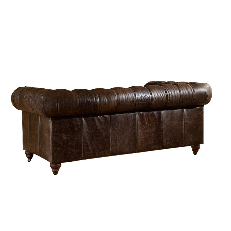 Jarique Upholstered 72'' Loveseat, Dark Brown Genuine Leather