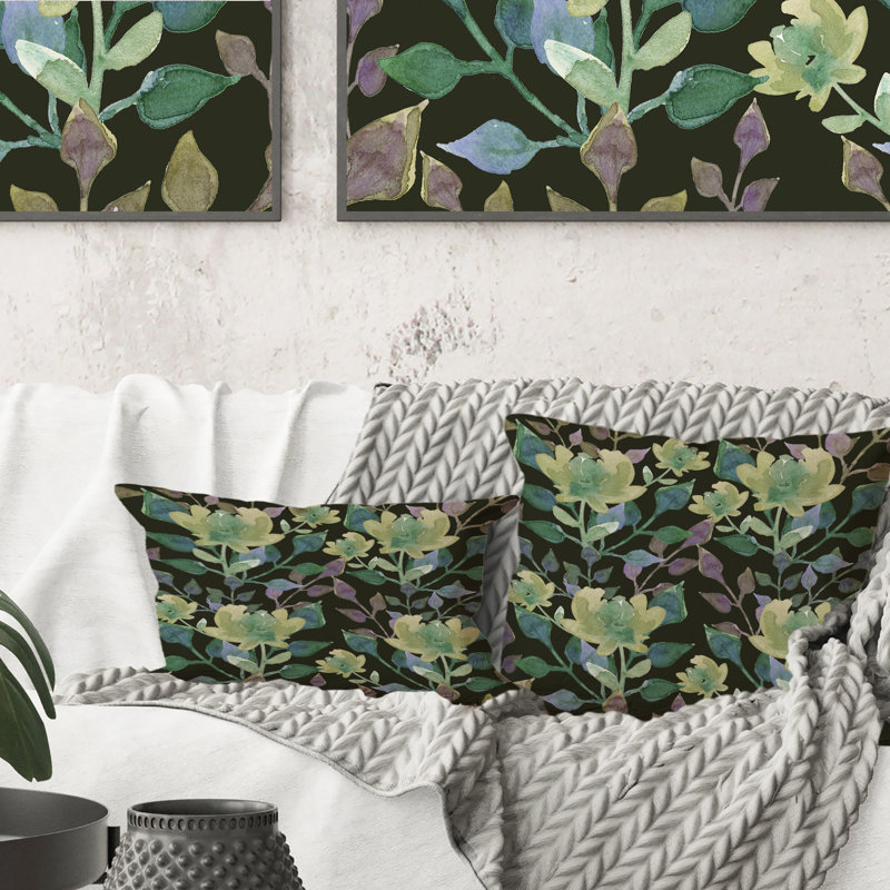 Botanicals vert clair sur vert foncé - coussin décoratif traditionnel, 16 po x 16 po