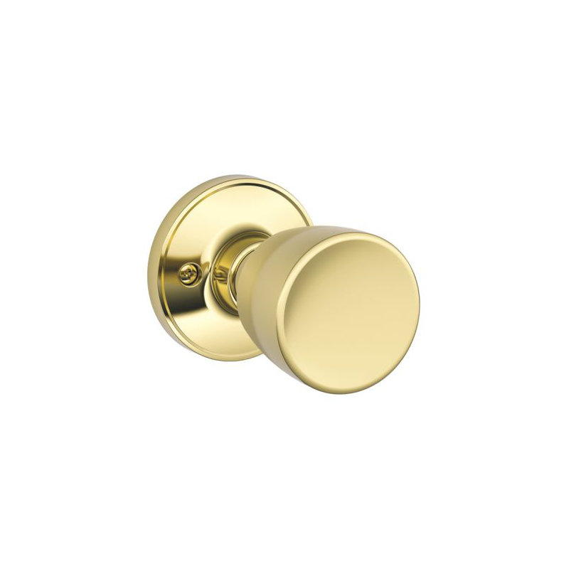 J Series Byron Knob Non-Turning Lock, Bright Brass