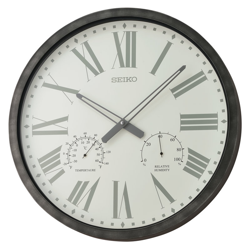 Oversized Black and White Outdoor Wall Clock with Wood Frame