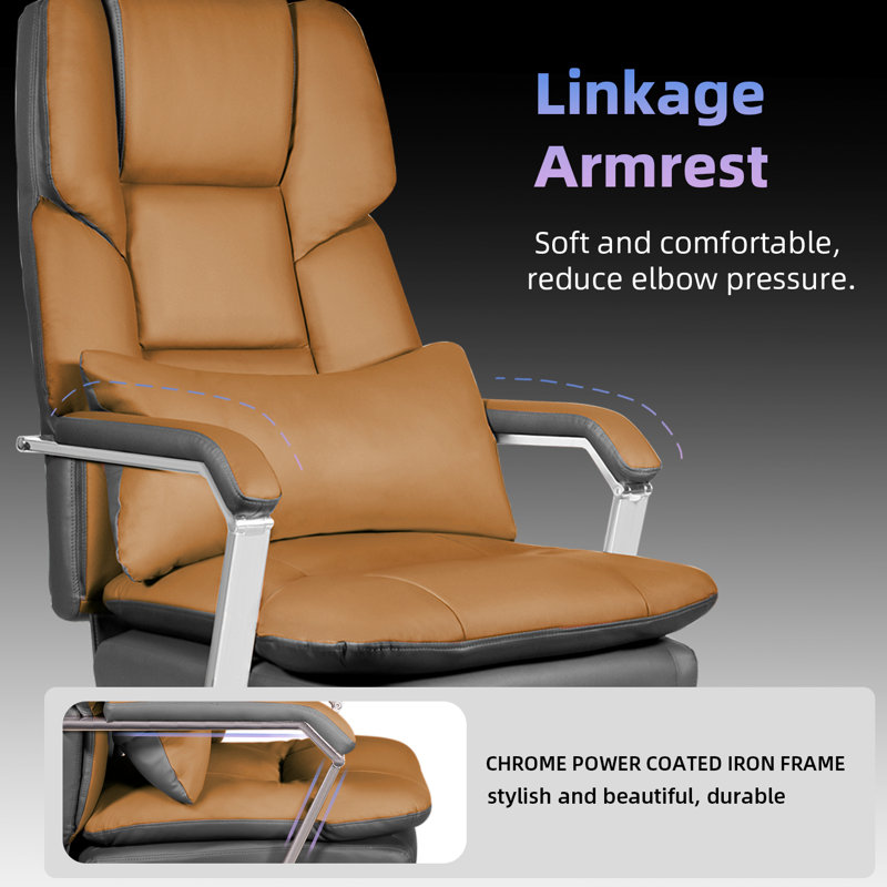 Cranbrook Big and Tall Ergonomic Reclining Executive Office Chair with Foot Rest, Brown/Black
