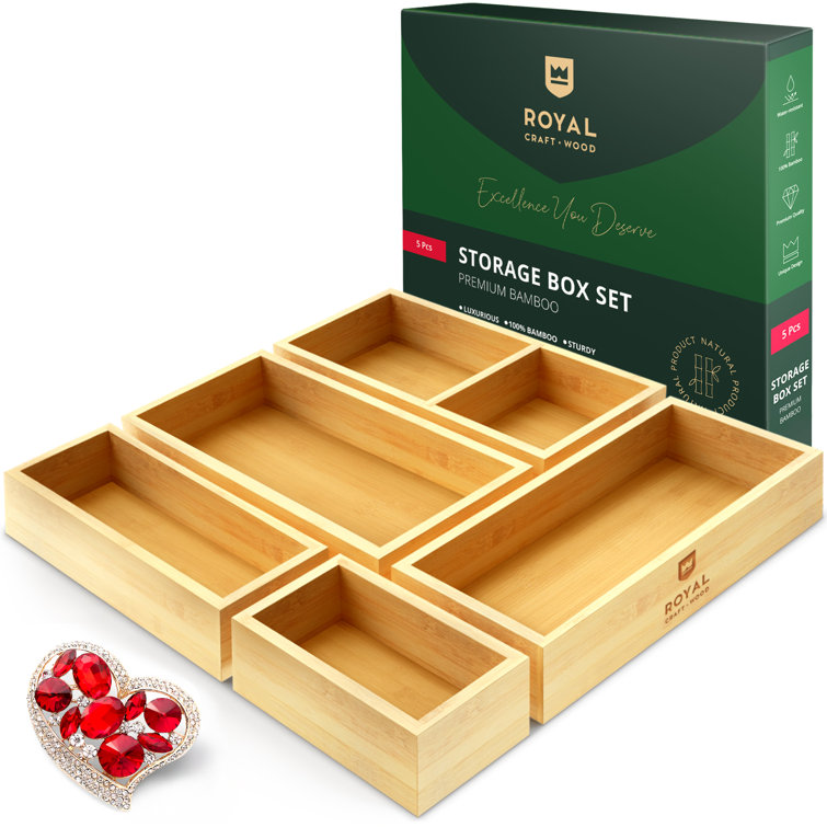 Royal Craft Wood Bamboo Drawer Organizer Storage Box/Bin Set - 5-Piece  Multi-use Drawer Organizer for Kitchen, Bathroom, Office Desk, Makeup,  Jewellery & Reviews - Wayfair Canada
