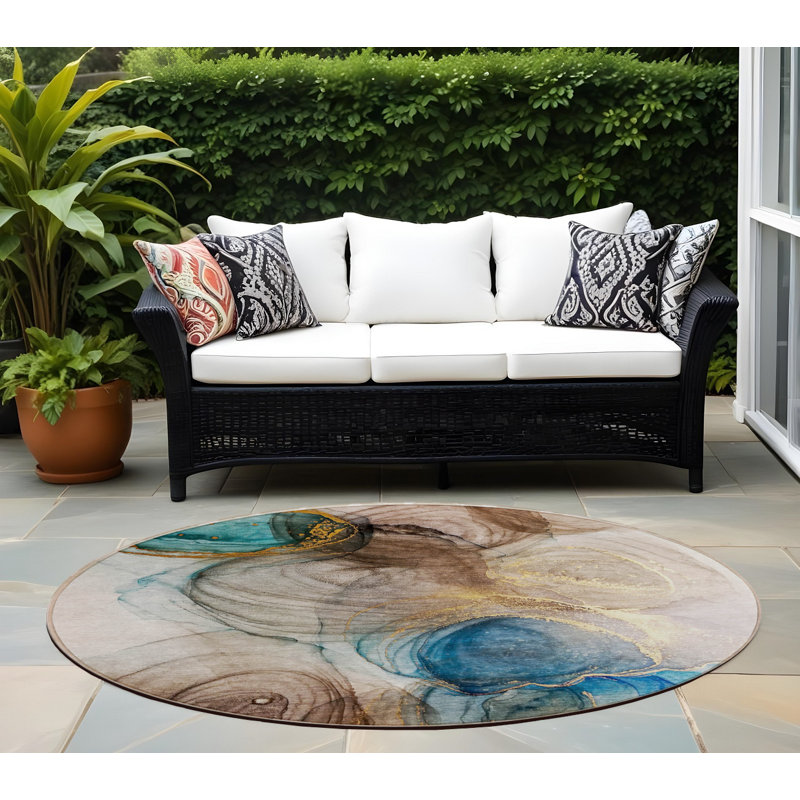 Tapis d'intérieur rond 8 po beige
