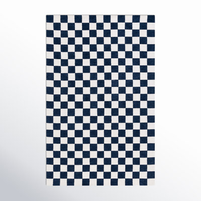 Freemont Navy Ivory Hand-Tufted Checkered Rug