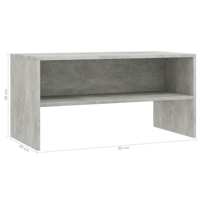 Havard TV Stand, 40cm H x 80cm W x 40cm D, Concrete Grey