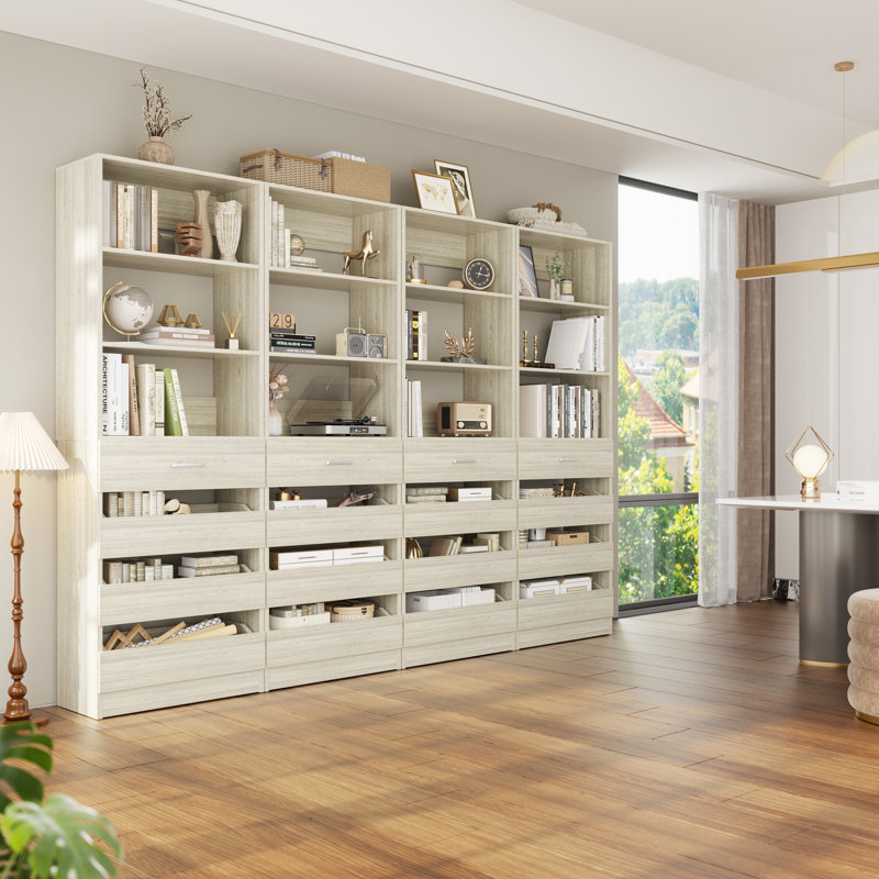 Système d'organisation 85,2 "à 462,8" avec tiroirs et tringles, Beige